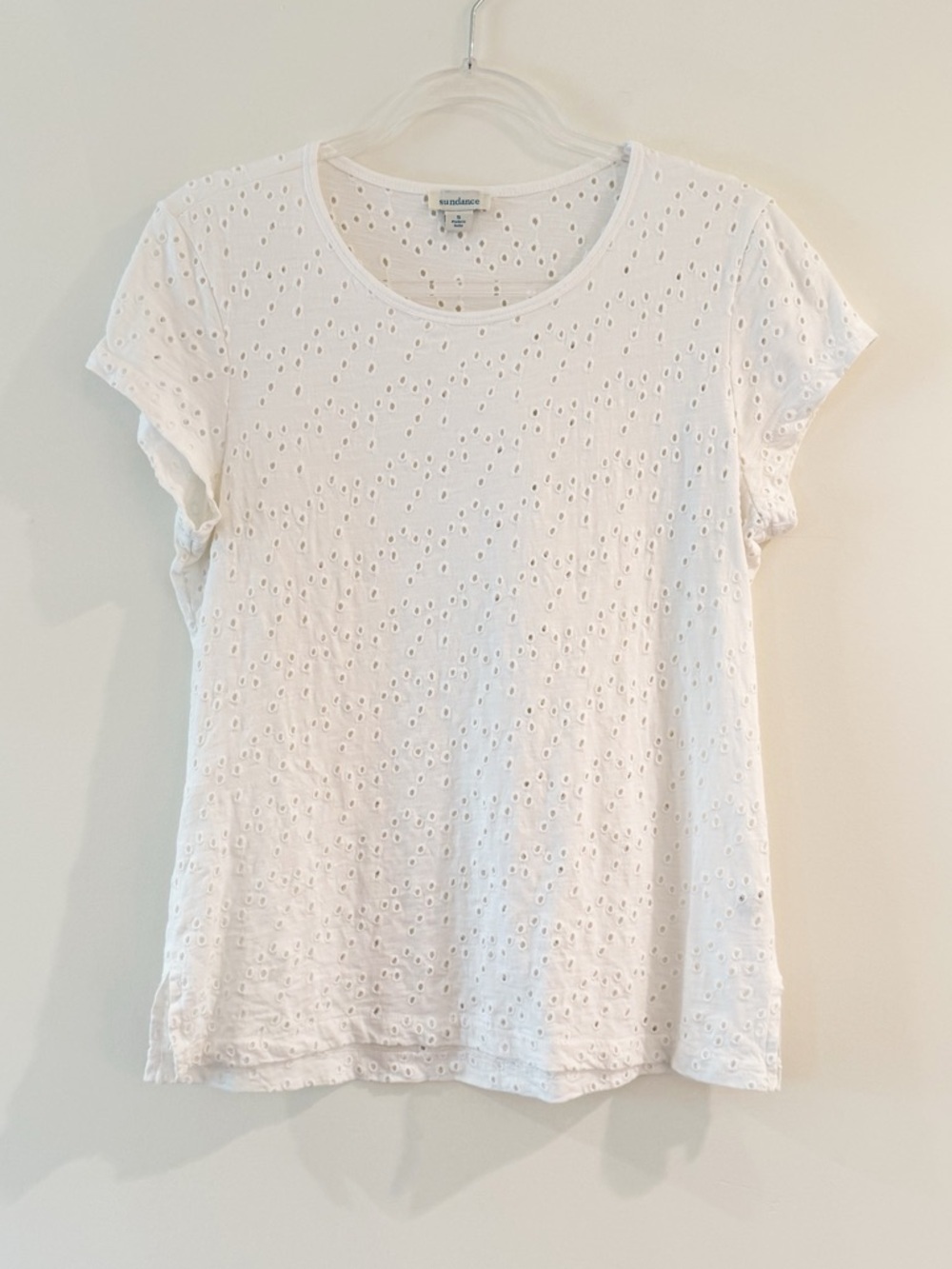 Sundance White Eyelet Short Sleeve Tee